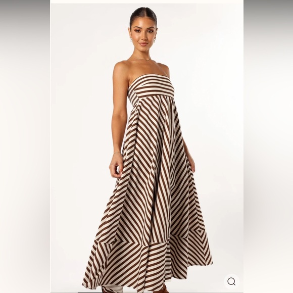 Petal & Pup Dresses & Skirts - NWT Petal & Pup Brown and White Strapless Striped Maxi Dress